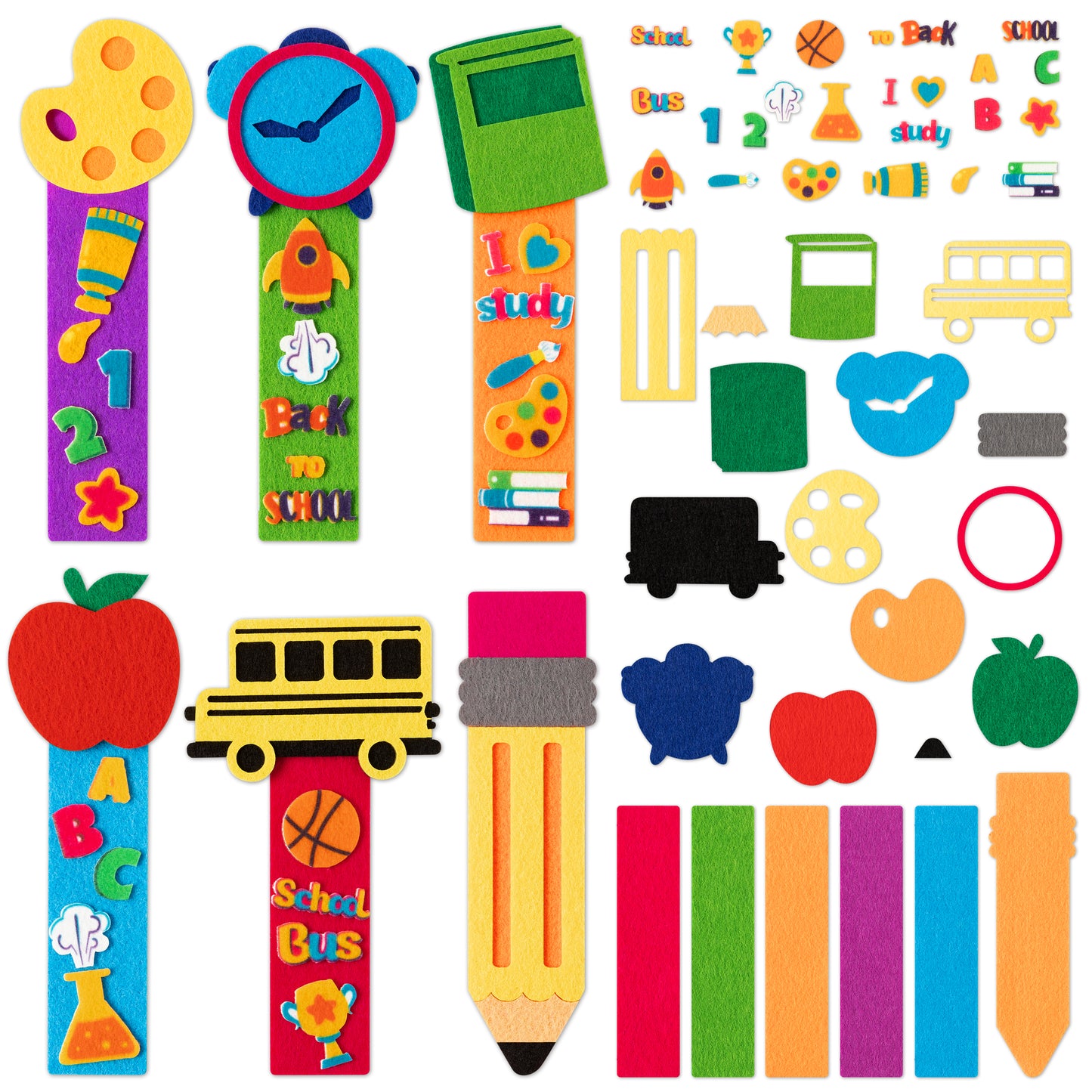 HubirdSall 24 Pack Back to School Felt Bookmarks Craft Kit, Make Your