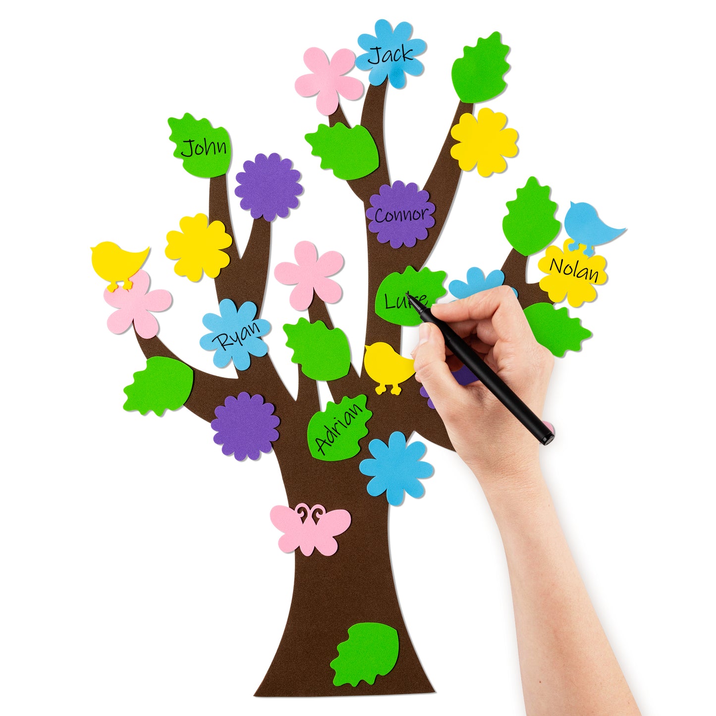 HubirdSall 76Pcs Spring Tree Craft Kit for kids DIY Foam Springtime Bulletin Board Set with Flower Leaf Butterfly Bird Stickers Self Adhesive, Art Project Family Classroom Activity Home Decoration