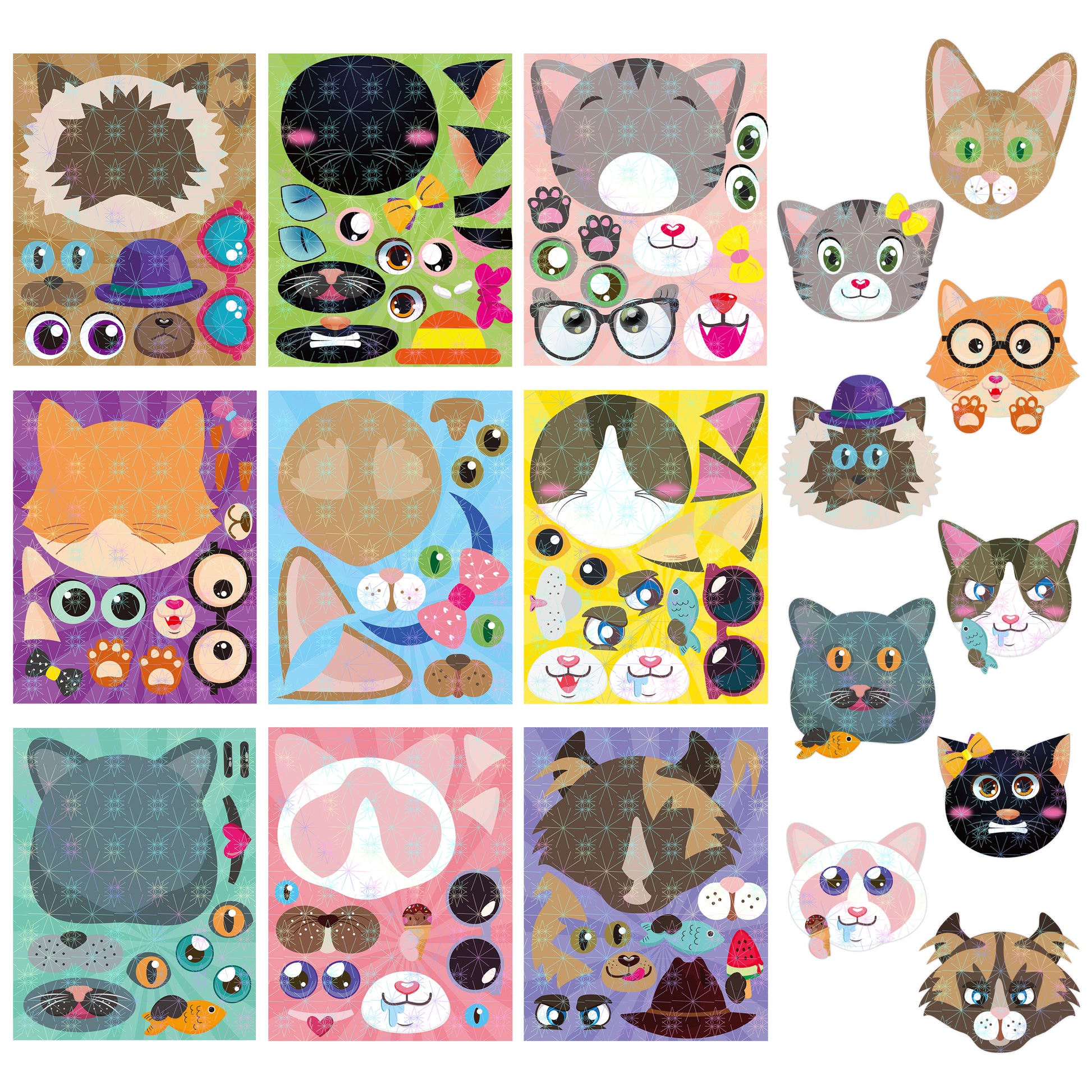 HubirdSall 40Pcs Valentine's Day Animals Make-a-Face Stickers for Kids