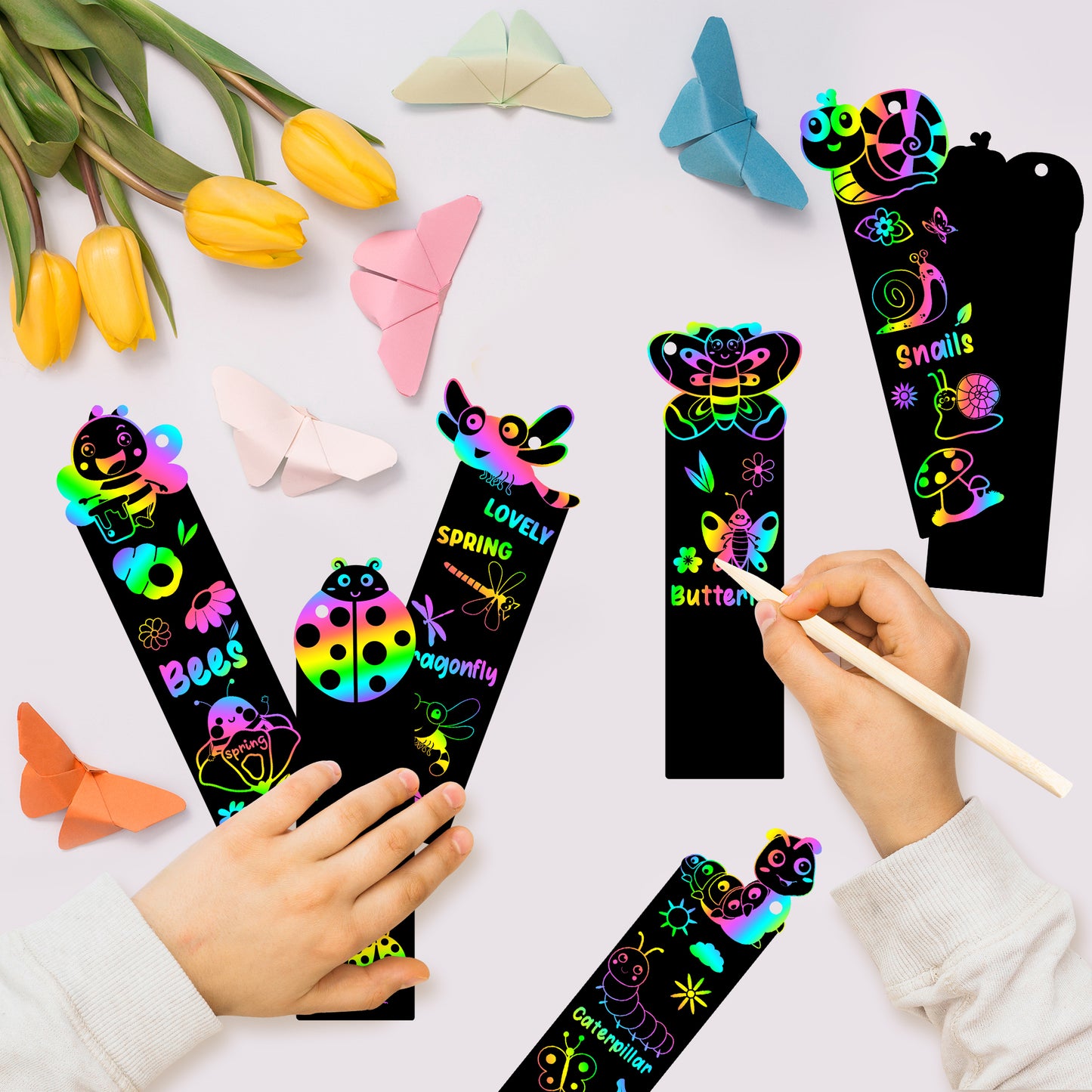 Diy Scratch Paper Art Bookmarks Kids: Magic Rainbow Diy Bookmark