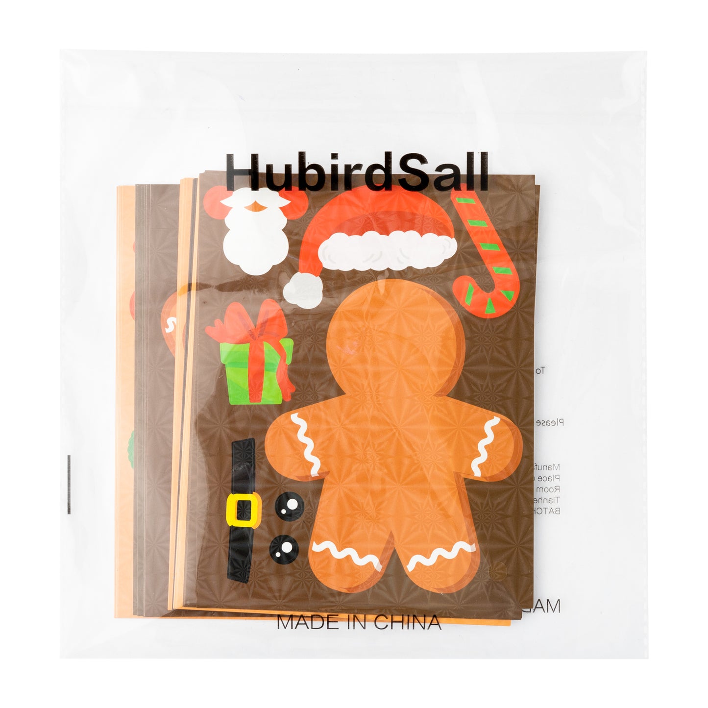 HubirdSall 36Pcs Christmas Gingerbread Make-a-Face Stickers Make You Own Gingerbread Holographic Stickers Games Xmas Decorations for Kids School Home Crafts Activity Party Favors Gifts for Boys Girls