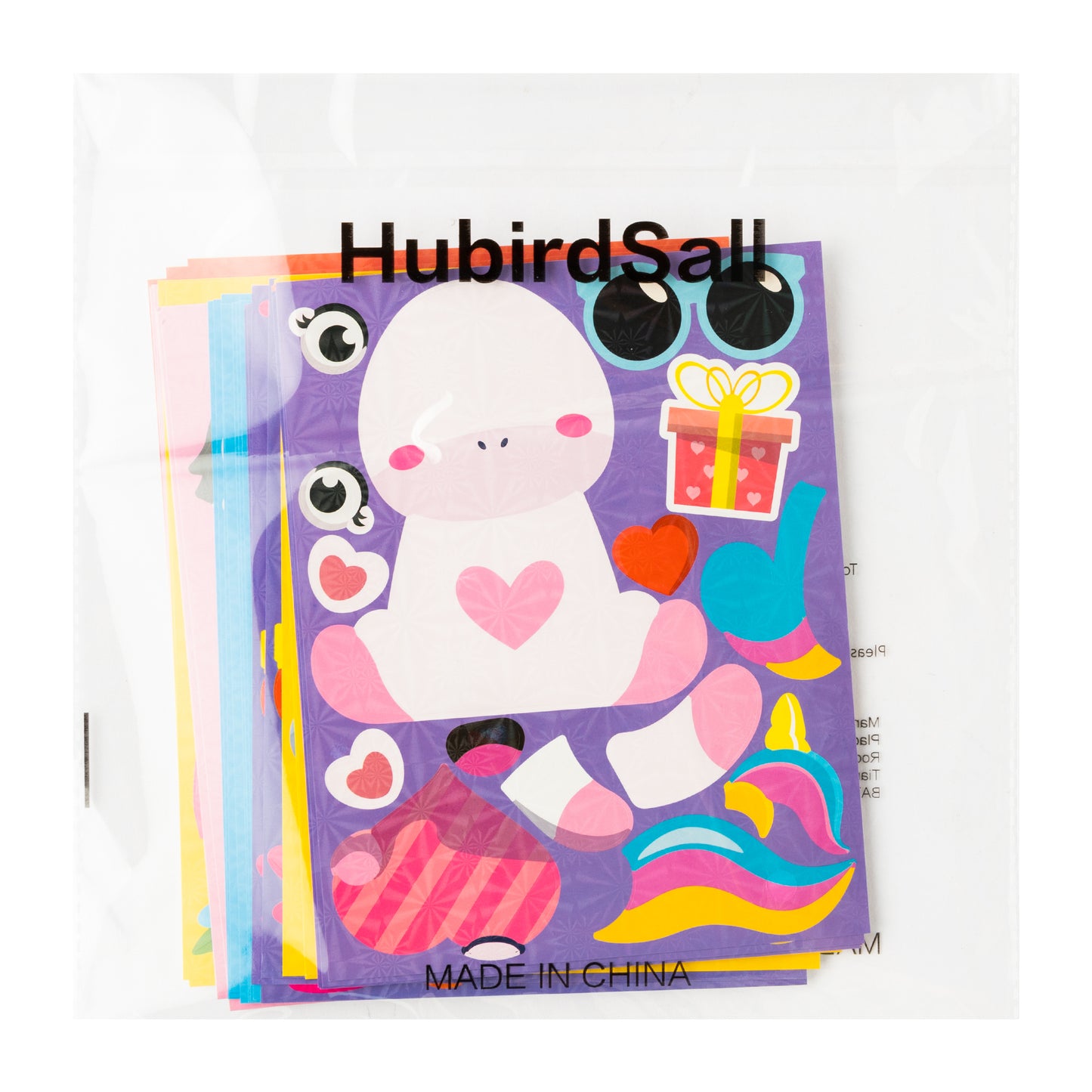 HubirdSall 40Pcs Valentine's Day Animals Make-a-Face Stickers for Kids Make You Own Valentine Animals Holographic Sticker School Classroom Party Favors Activities Decorations Games Gifts for Child